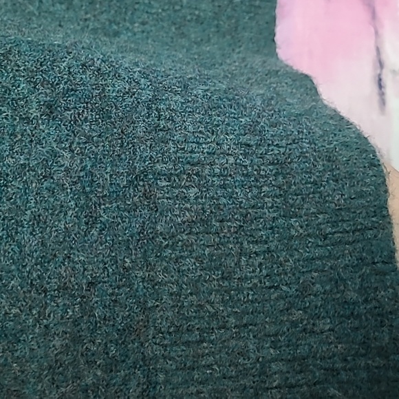 NATURAL LIFE DEEP SPECKLED GREEN HIPPIE DAISY PRINTED WOOL BLEND SWEATER XL - Picture 11 of 15